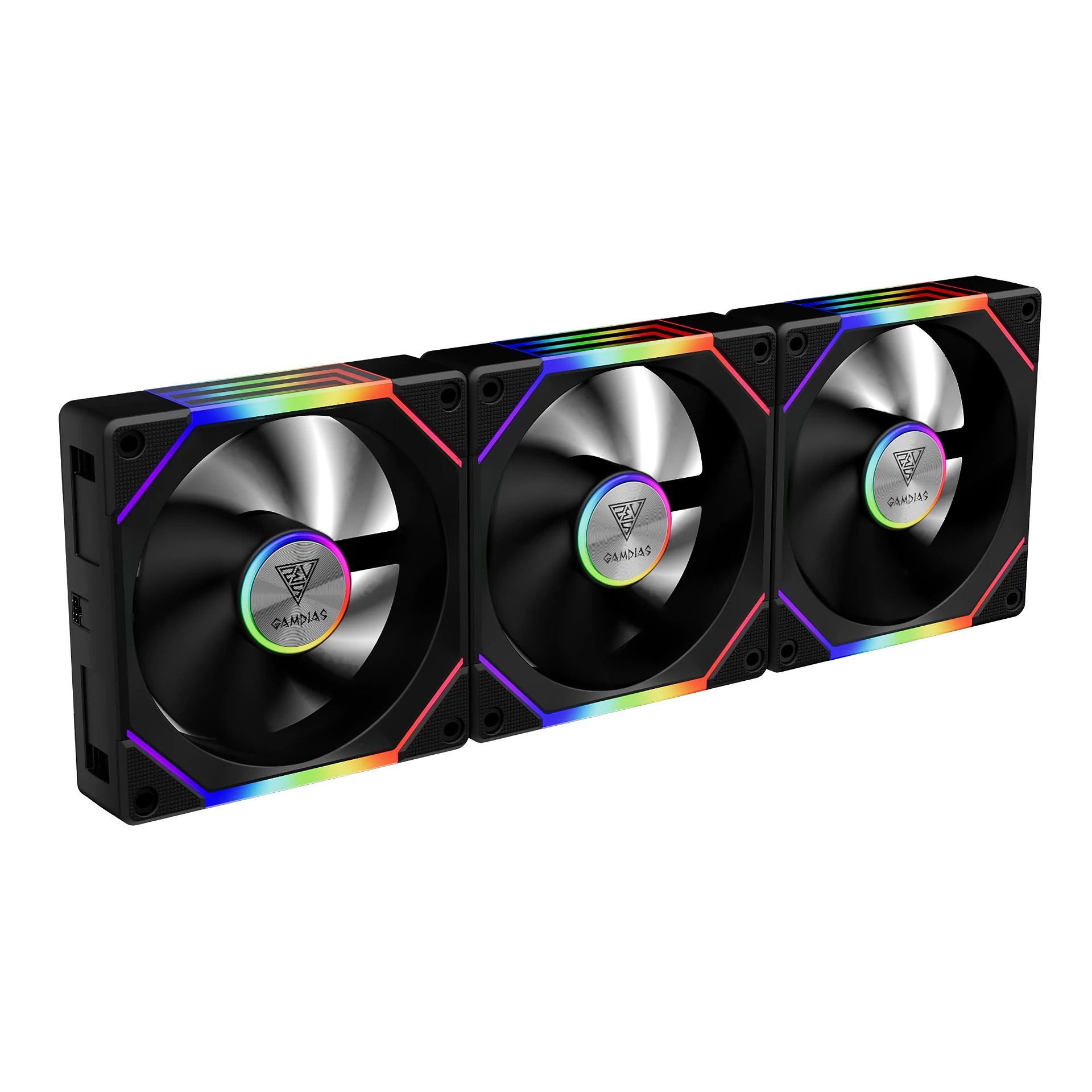 Gamdias Комплект вентилатори Fan Pack 3-in-1 3x120mm - AEOLUS P2-1203, Swappable Fan Blades (Reverse Fan Blades Included), Daisy-Chain, Infinity Mirror, A-RGB
