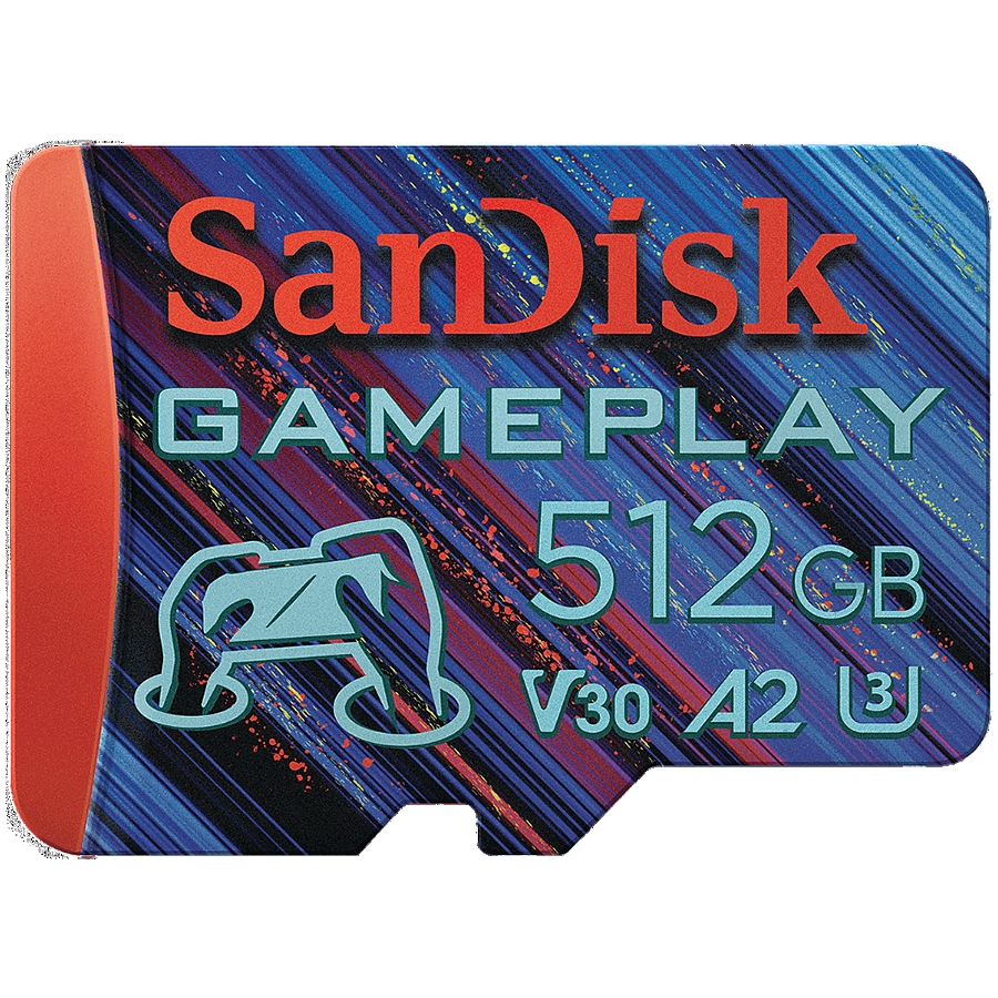 SanDisk GamePlay microSDXC UHS-I Card, 512GB Gaming microSDXC, 190MB/s, 130MB/s W, UHS-I, V30, U3, C10, no JC, RPD1, 4x6 Blister