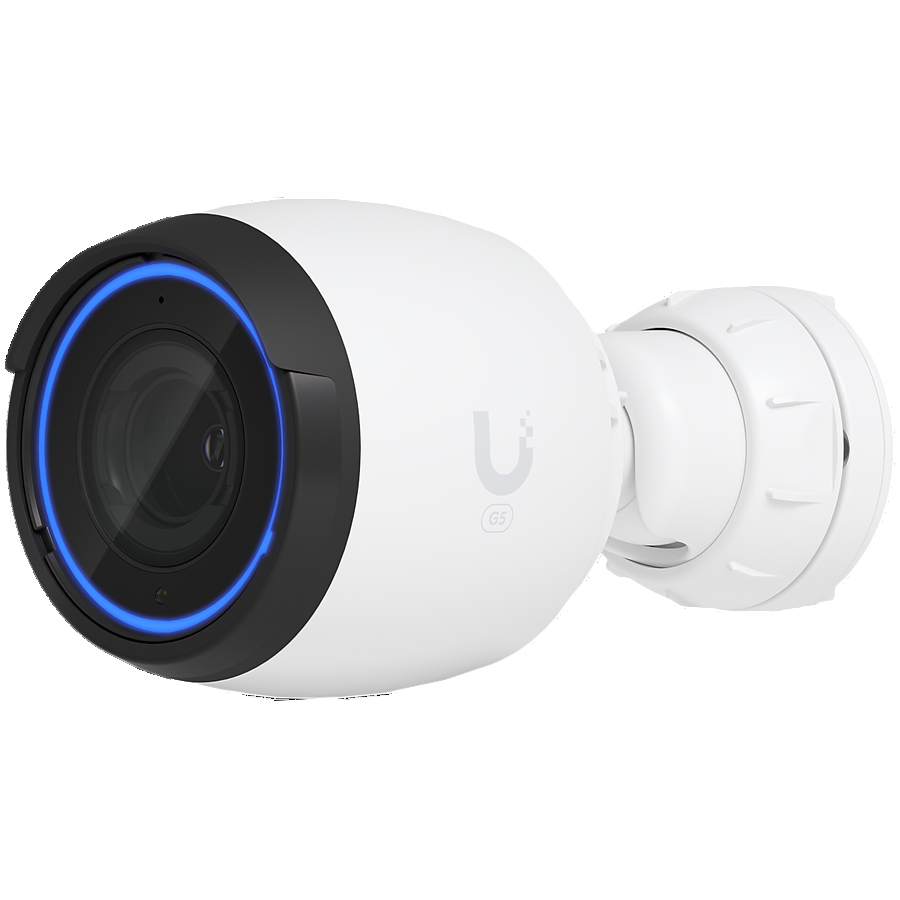 UBIQUITI G5 Pro; 4K (8MP) video resolution; 3x optical zoom; 25 m (82 ft) IR night vision; AI event detections; Record audio with an integrated microphone; Connect and power using PoE; Weatherproof (outdoor exposed).