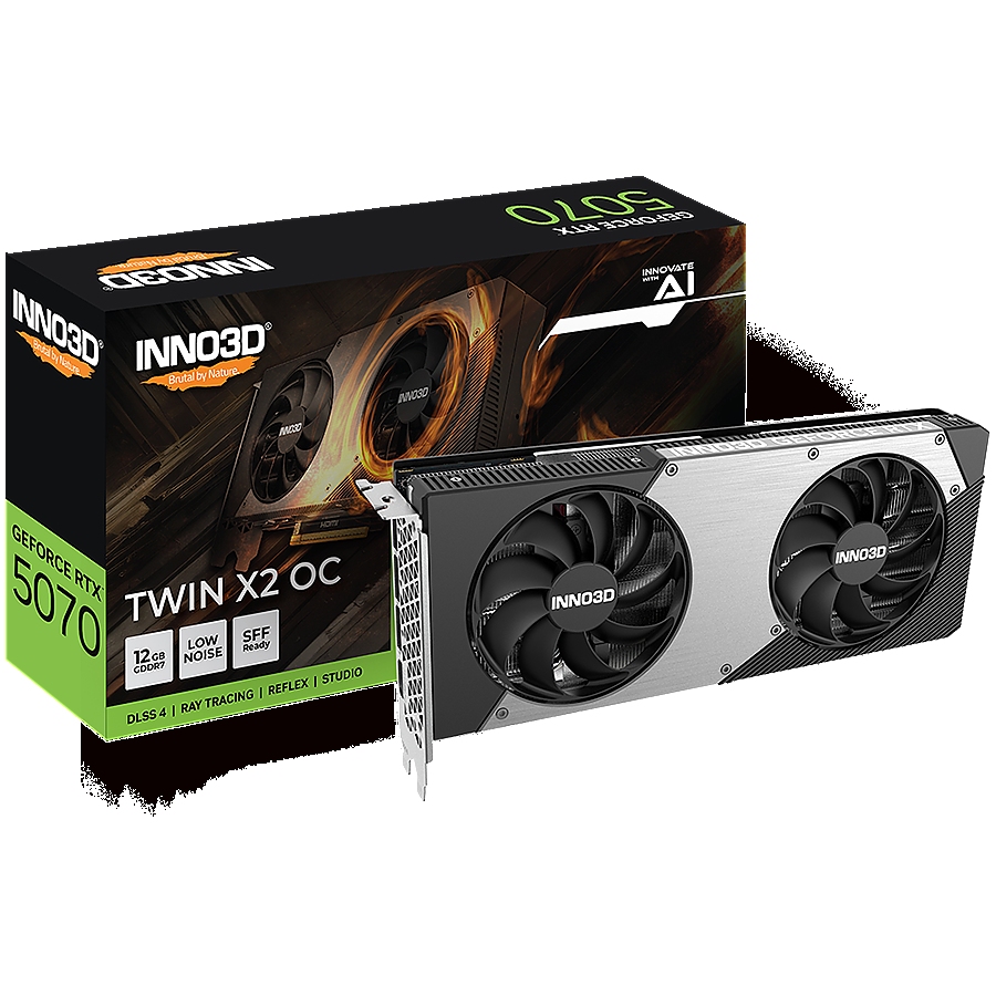 INNO3D NVIDIA RTX 5070 X2 OC 12GB GDDR7 192bit, 2542MHz / 28Gbps, 3x DP, 1x HDMI, 2 fans 2 slot