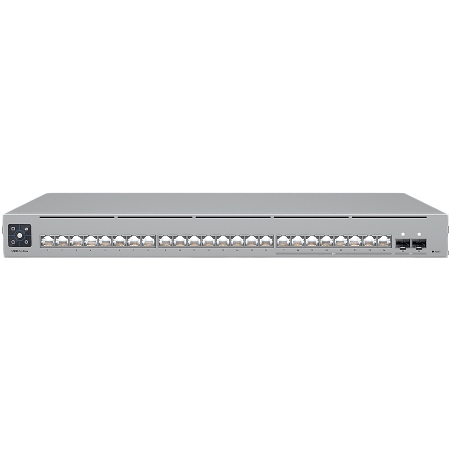 Ubiquiti 24-port, Layer 3 Etherlighting switch with 2.5 GbE, 8x 2.5 GbE RJ45 ports, 16x GbE RJ45 ports, 2x 10G SFP+ ports
