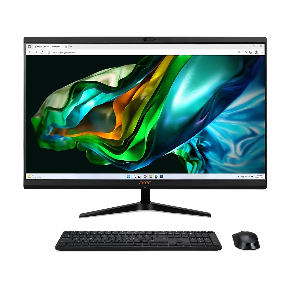 Acer Aspire C27-1800 27" FHD IPS AiO, Intel Core i5-12450H (up to 4.40GHz, 12MB), 16GB DDR4, 512GB SSD, Free 2.5" HDD slot, no DVD, Iris Xe Graphics, HDMI out, USB 3.2, USB 2.0, Type- C, RJ-45, WiFi AX&BT, Cam + mic., KBD& Mouse USB, Tilt, NO OS