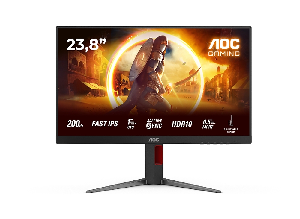 AOC 24G4HA, 23.8" IPS WLED, 1920x1080@200Hz, 1ms GtG, 0.5ms MPRT, 300cd m/2, 1000:1, 80M:1 DCR, Adaptive Sync, FlickerFree, Low Blue Light, 2Wx2, Tilt, Height Adjust, Pivot, Swivel, 2xHDMI, DP
