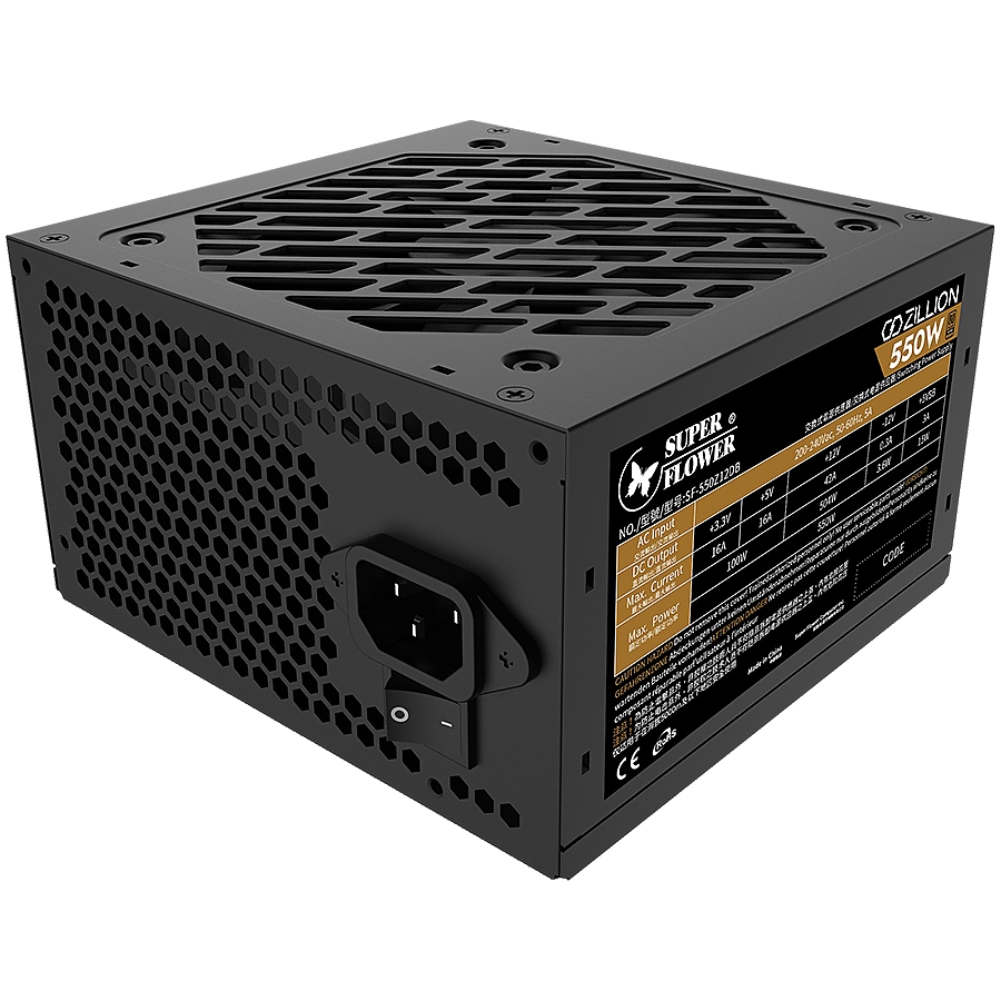 Super Flower Zillion DB Bronze 850W ATX 2.4, 80 Plus Bronze, Flat Black Cables, 120mm Fan, 140mmx150mmx86mm, 3 Year Warranty