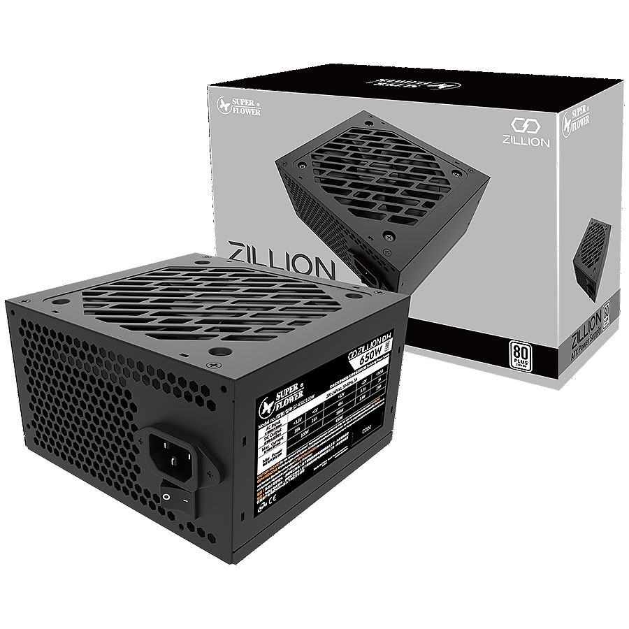 Super Flower Zillion DW White 650W ATX 2.4, 80 Plus White, Flat Black Cables, 120mm Fan, 140mmx150mmx86mm, 2 Year Warranty