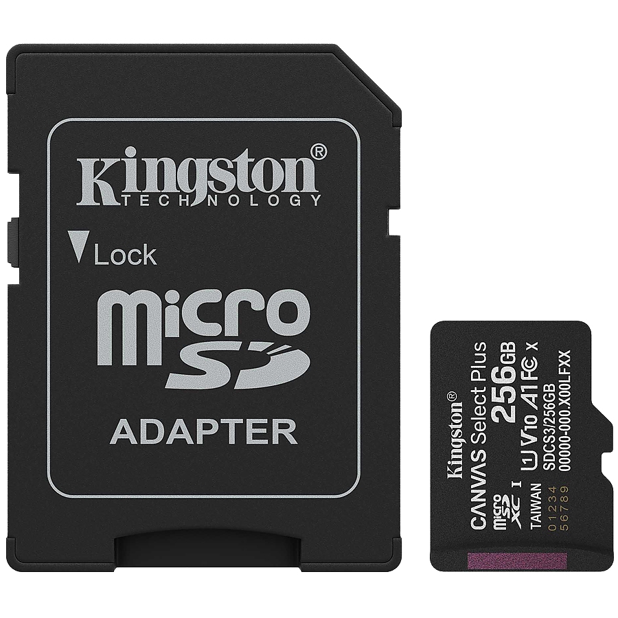 Kingston 256GB microSDXC Canvas Select Plus Gen3 150MB/s A1 Card + Adapter