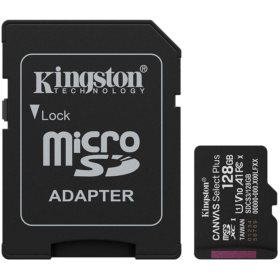 Kingston 128GB microSDXC Canvas Select Plus Gen3 150MB/s A1 Card + Adapter
