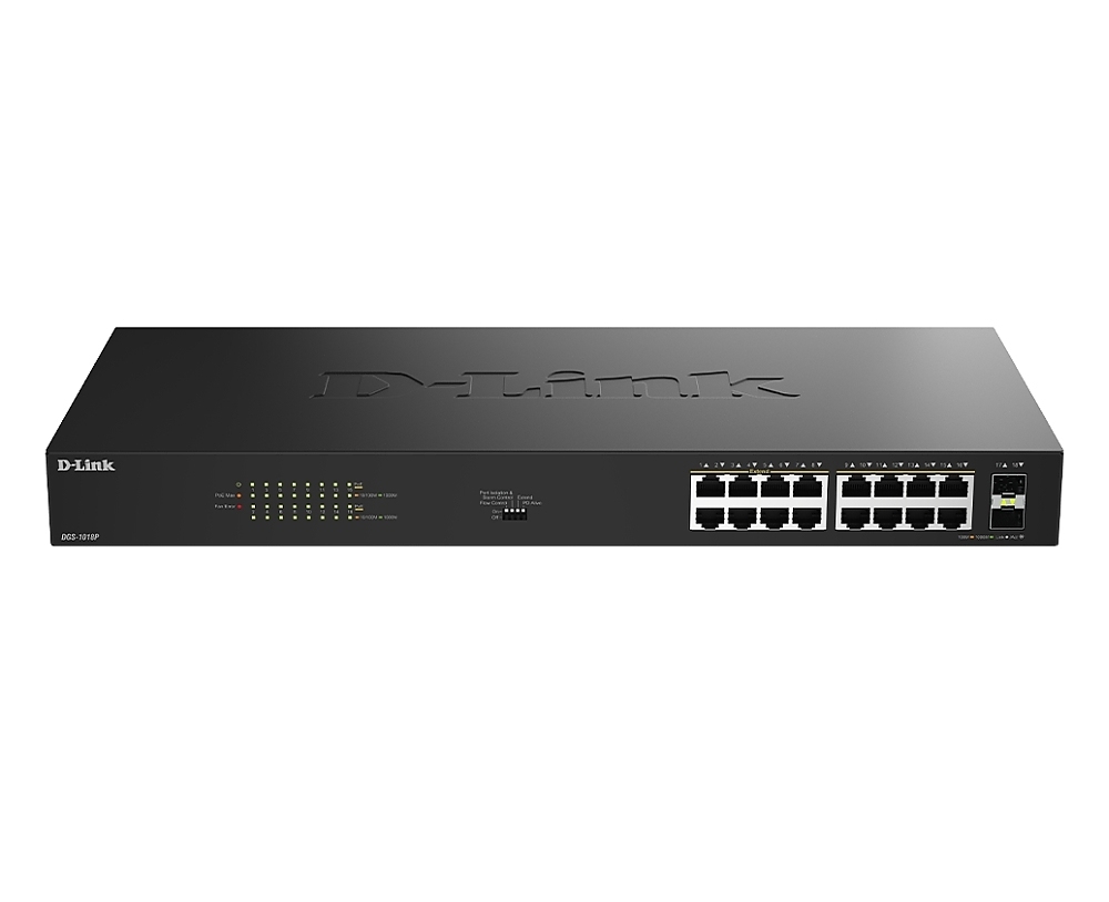 D-Link 16 Ports GE PoE(30W) + 2 Ports SFP Unmanaged Switch, 240W
