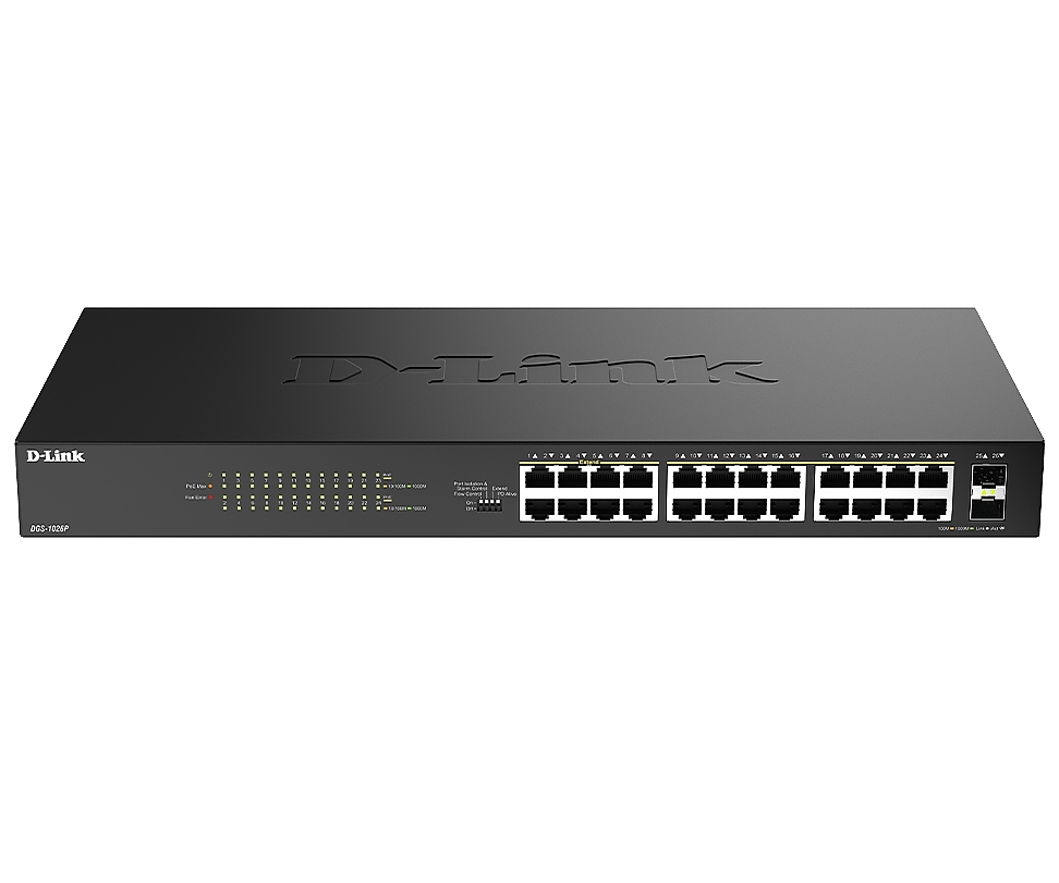 D-Link 24-Port Desktop Gigabit PoE Switch with 2 x 100/1000Mbps Combo Ports