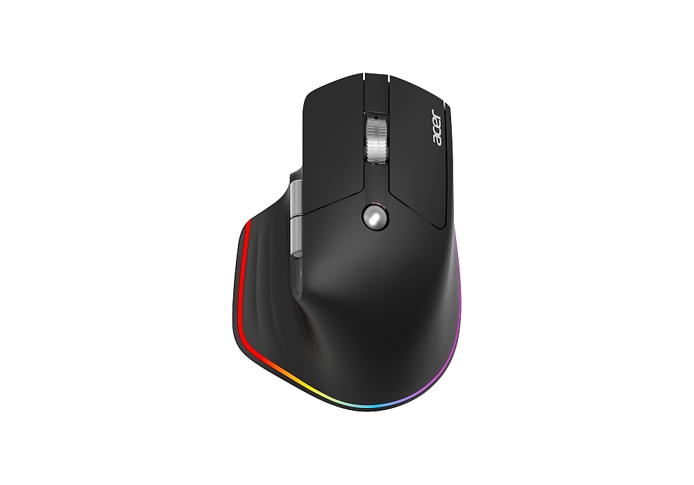 Acer Easy Fit Wireless Mouse,RF 2.4 GHz dongle, Bluetooth 5.0, Wired, 6 buttons, DPI 4000, 122 g, Black with RGB strip