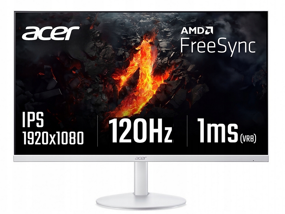 Acer SA243YG0wi, 23.8'' FHD (1920x1080) IPS, ZeroFrame, 120Hz, 1ms (VRB), AdaptiveSync, 250nits, VGA, HDMI, VisionCare, Energy Class E, White, 2Y