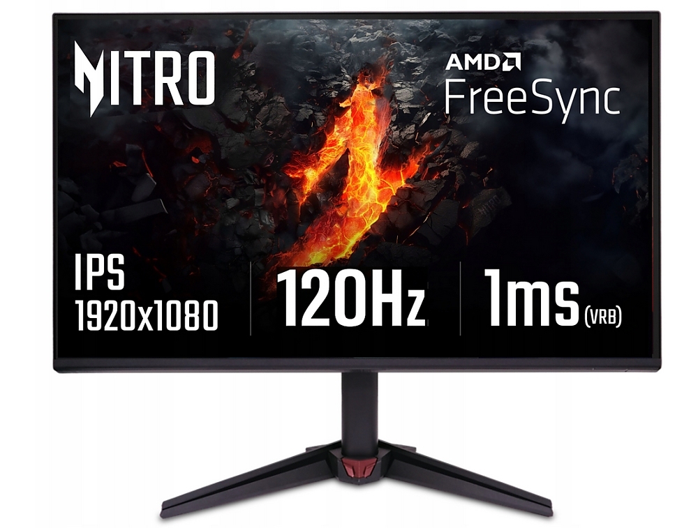 Acer Nitro VG240YGbip, 23.8'' FHD (1920x1080) IPS, ZeroFrame, 120Hz, 1ms (VRB), AdaptiveSync, 250nits, HDMI, DP, VisionCare, Energy Class C, Black, 2Y