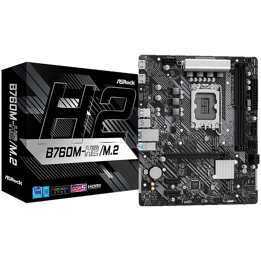 ASROCK MB LGA1700 B760 2 x DDR5 DIMM 2 x Hyper M.2 4 x SATA3 2 x HDMI Ports Micro ATX