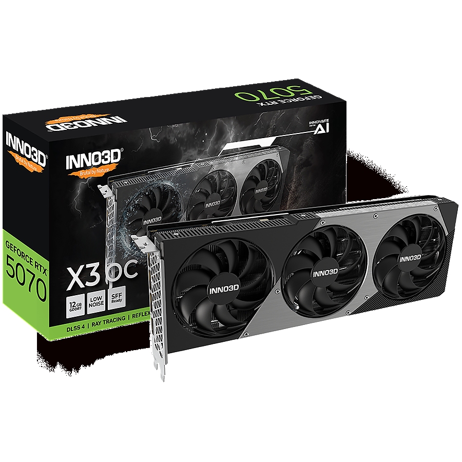 INNO3D NVIDIA RTX 5070 X3 OC 12GB GDDR7 192bit, 2542MHz / 28Gbps, 3x DP, 1x HDMI, 3 fans 2 slot