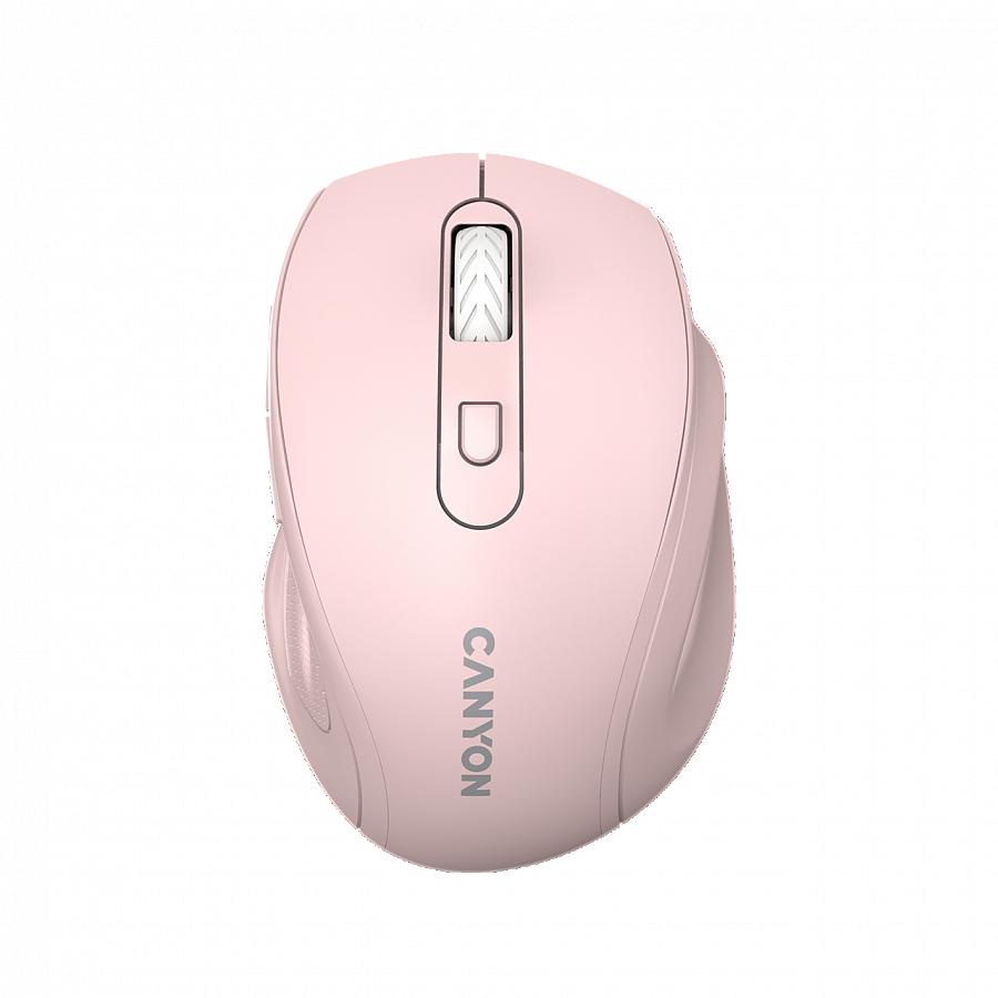 Canyon 6 buttons wireless 2.4Ghz mouse, MX8650A Sensor, DPI up to 1600,Injection case, 3 M life times left and right switches, 2xAAA battery, ABS material. Size: 105x71x40mm, Weight: 59g, Pink