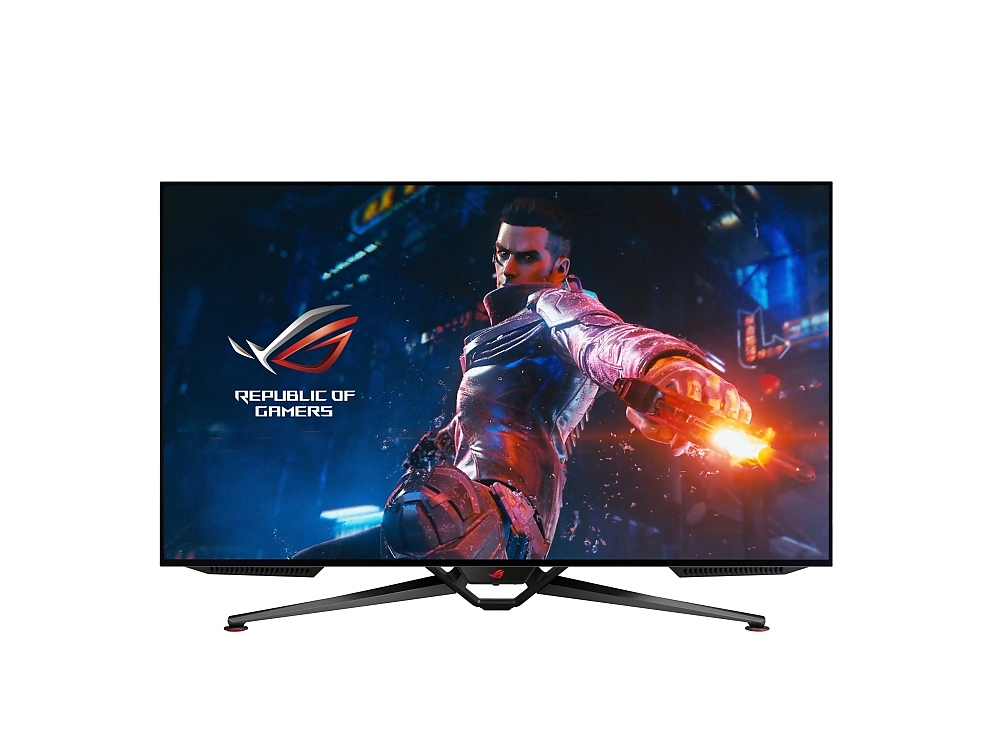 Asus ROG Swift OLED PG48UQ gaming monitor, 47.5'' 4K, OLED, 138Hz (overclocked), 0.1 ms (GTG), G-SYNC compatible, anti-glare micro-texture coating, custom heatsink, uniform brightness, 98% DCI-P3, true 10-bit, HDMI 2.1, DisplayPort 1.4, Black