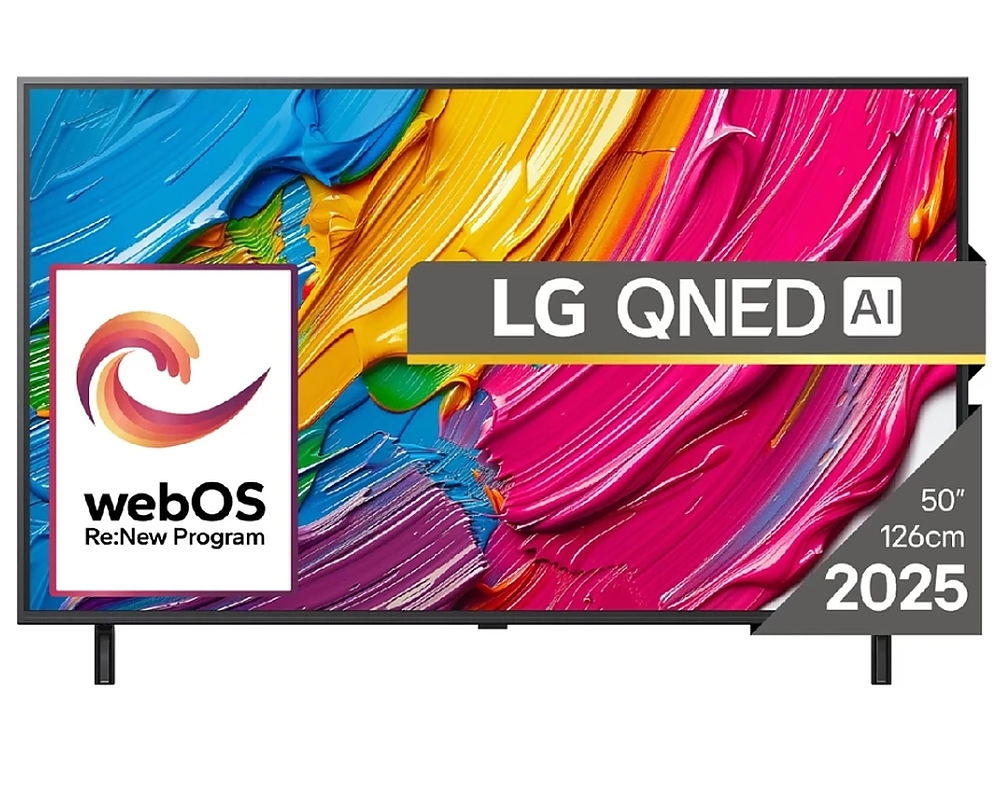 LG 50QNED80A3A, 50" 4K QNED HDR Smart TV, 3840x2160, DVB-T2/C/S2, Alpha 7 AI Processor, HDR10 / HLG, webOS 25 ThinQ, VRR / ALLM / HGiG, 4K Upscaling, WiFi 5, Voice Controll, Bluetooth 5.1, AirPlay 2, LAN, CI, HDMI, SPDIF, Google Cast, 2 pole Stand