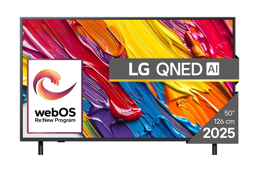 LG 50QNED82A3B, 50" 4K QNED HDR Smart TV, 3840x2160, DVB-T2/C/S2, Alpha 7 AI Processor, HDR10 / HLG, webOS 25 ThinQ, VRR / ALLM / HGiG, 4K Upscaling, WiFi 5, Voice Controll, Bluetooth 5.1, AirPlay 2, LAN, CI, HDMI, SPDIF, Google Cast, 2 pole Stand