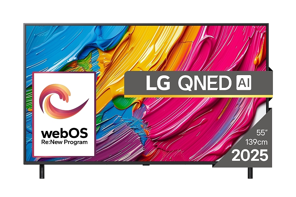 LG 55QNED80A3A, 55" 4K QNED HDR Smart TV, 3840x2160, DVB-T2/C/S2, Alpha 7 AI Processor, HDR10 / HLG, webOS 25 ThinQ, VRR / ALLM / HGiG, 4K Upscaling, WiFi 5, Voice Controll, Bluetooth 5.1, AirPlay 2, LAN, CI, HDMI, SPDIF, Google Cast, 2 pole Stand