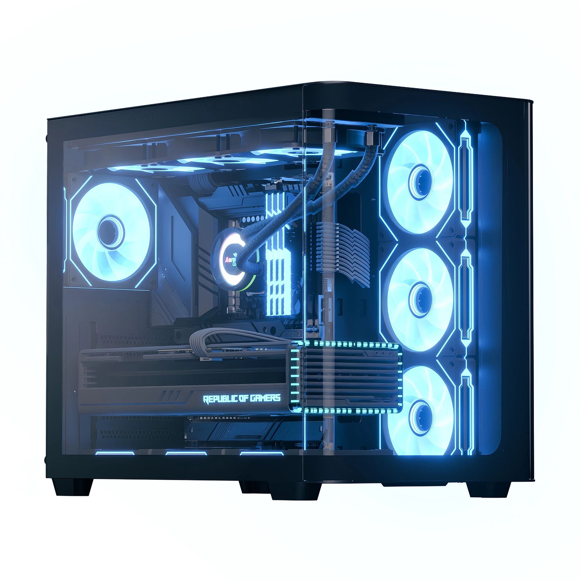 AeroCool кутия Case ATX - P500C-G-BK-v1 - 4 x 120 mm Infinity Mirror A-RGB