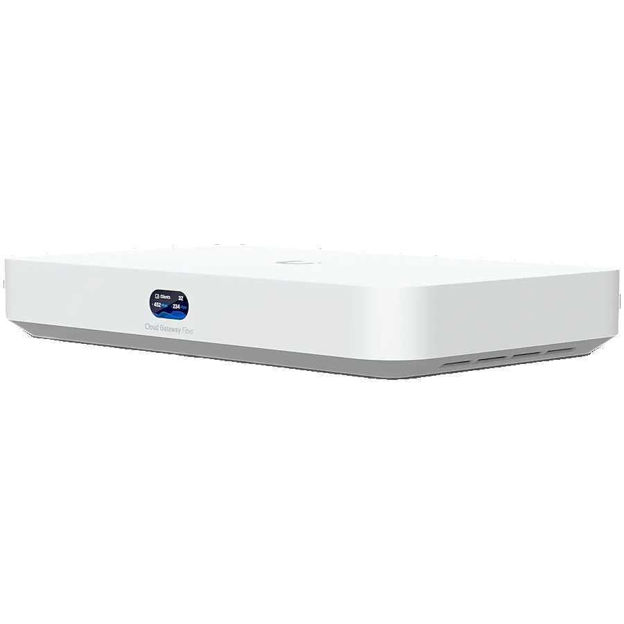 Ubiquiti UniFi UCG-Fiber-EU Desktop 10G Cloud Gateway with integrated PoE switch, Includes full UniFi application suite for device management, 5 Gbps routing with IDS/IPS, 10G SFP+ and (1) 10 GbE RJ45 WAN port, 10G SFP+ LAN port