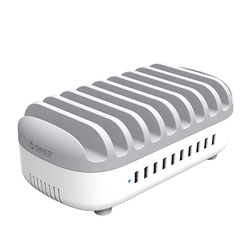 Orico зарядна станция за мобилни устройства Charger Station 220V - 10 x USB 120W white - DUK-10P-EU-WH