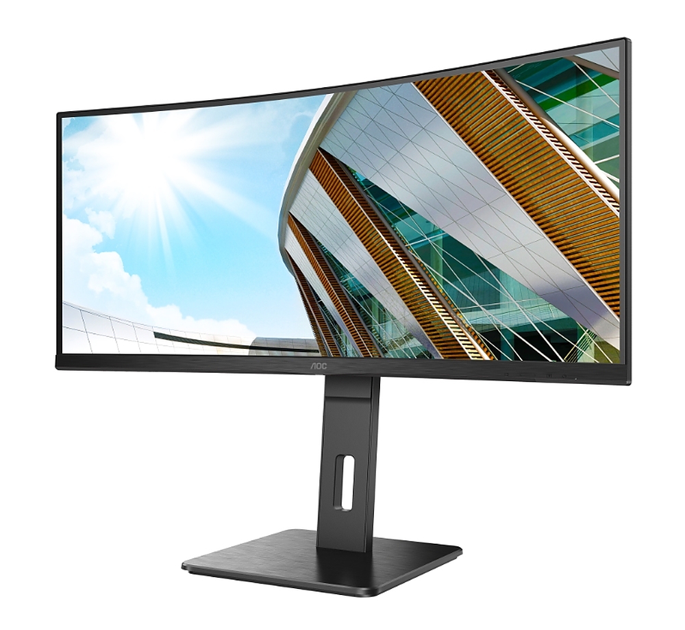 AOC CU34P2A, 34" Curved 1500R, VA, WLED, 3440x1440@100Hz, 4ms GtG, 1ms MPRT, 300cd m/2, 3000:1, 50M:1 DCR, Adaptive Sync, FlickerFree, Low Blue Light , 3Wx2, Tilt, Height Adjust, Swivel, 2xHDMI, DP, USB hub