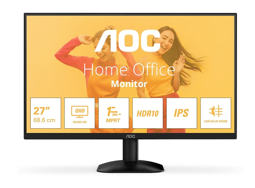 AOC Q27B35E, 27" IPS WLED, 2560x1440@75Hz, 4ms GtG, 1ms MPRT, 300cd m/2, 1500:1, 20M:1 DCR, Adaptive Sync, FlickerFree, Low Blue Light, Tilt, HDMI, DP