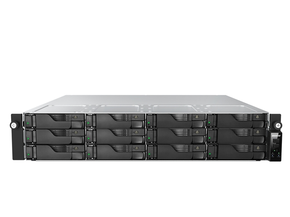 Asustor AS7212RDX, 2U 12-bay NAS, AMD Ryze 7 Pro 7745 Octa-Core 3.8GHz (up to 5.3GHz), 16GB ECC DDR5-4800 UDIMM (Max. 192GB),12 x SATA3 6Gb/s; 3.5"/2.5" HDD/SSD,1x M.2 NVMe slot (PCIe Gen5 x4), 2x GLAN 2x 10GLAN (10G/1G), Redundant 550W, Rail Kit, Black