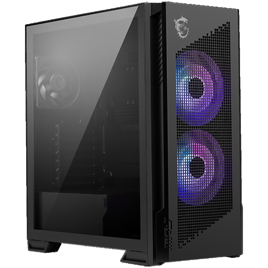 MSI MPG VELOX 300R AIRFLOW PZ, Mid-Tower, E_ATX/ATX(Back-connect supported)/M-ATX/ITX, 2x USB 3.2, 1x USB Type-C 20Gbs, 1x Audio/Mic, LED Button, ARGB Fan Hub, 2x 160mm ARGB + 1x 120mm Black Dual Layer Blades Fans, Mesh Panel, Tempered Glass, Black