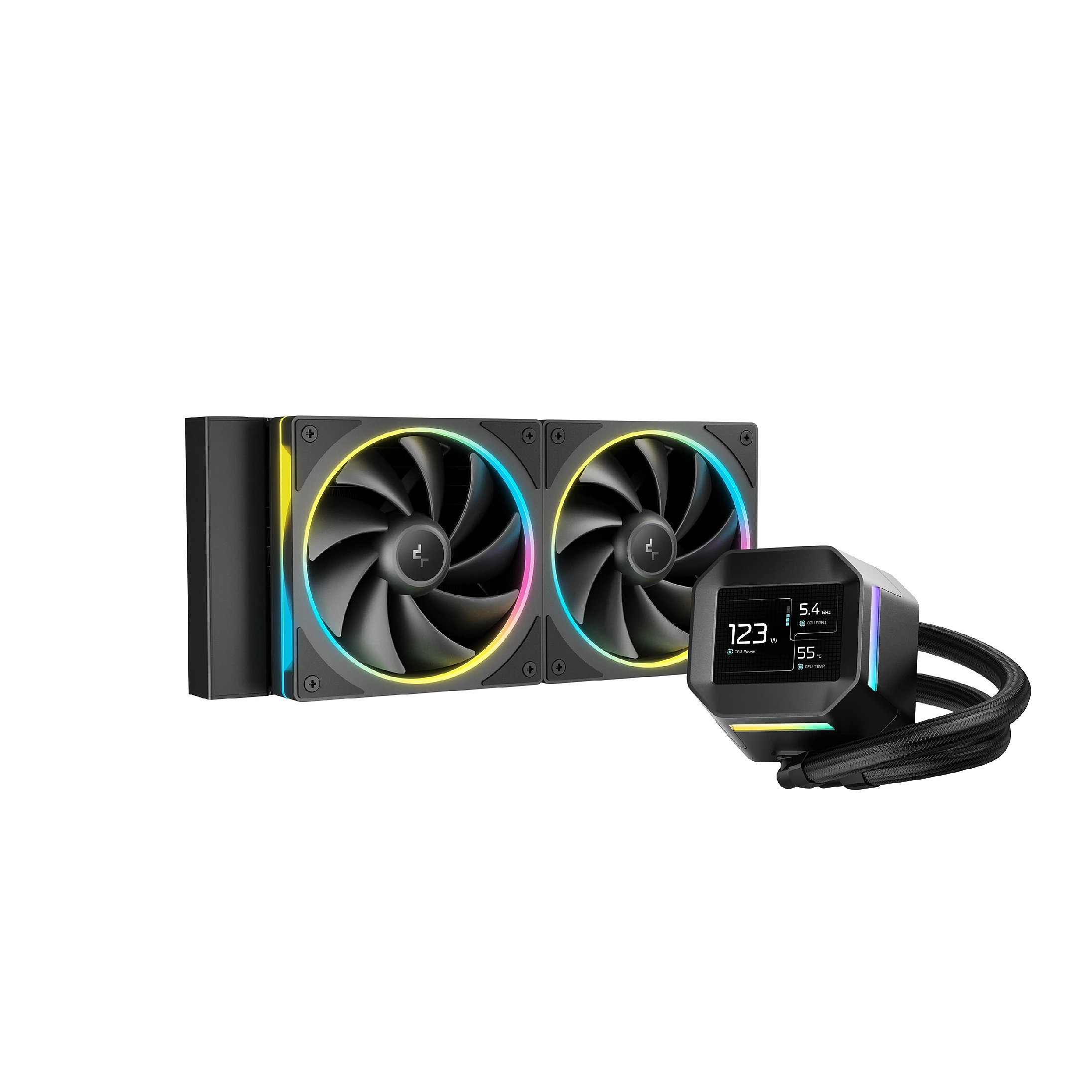 DeepCool водно охлаждане Water Cooling LM240 - 2.4 inch IPS Display, Addressable RGB