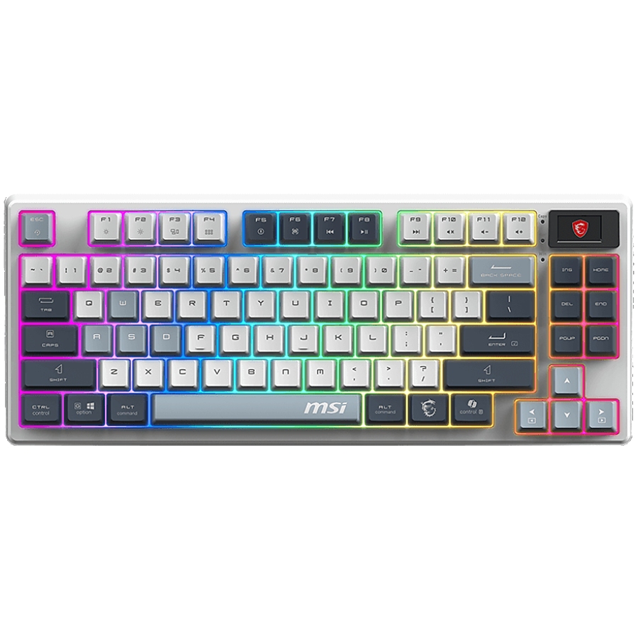MSI FORGE GK600 TKL WIRELESS SKY - Hot-Swappable Mechanical Switches, PBT Keycaps, Sound-Dampening Foam and Gaskets, Integrated Display, RGB LED, 2.4GHz, BT, USB-C