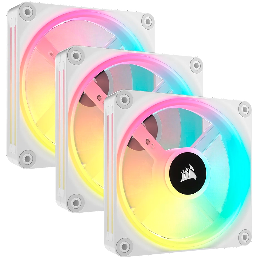 CORSAIR iCUE LINK QX120 RGB WHITE, 120mm Magnetic Dome RGB Fan, Triple Fan Kit