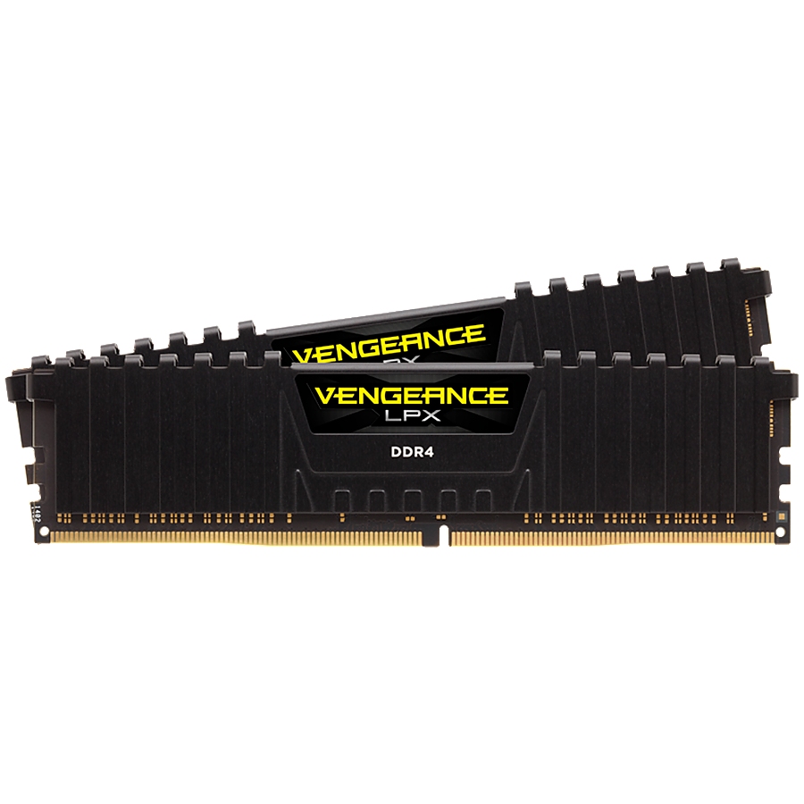 CORSAIR DDR4, 3200MHz 16GB 2x8GB DIMM, 16-18-18-36, SPD base 2666, XMP 2.0, Vengeance LPX Black Heatspreader, Black PCB, 1.35V, for Ryzen/AM4