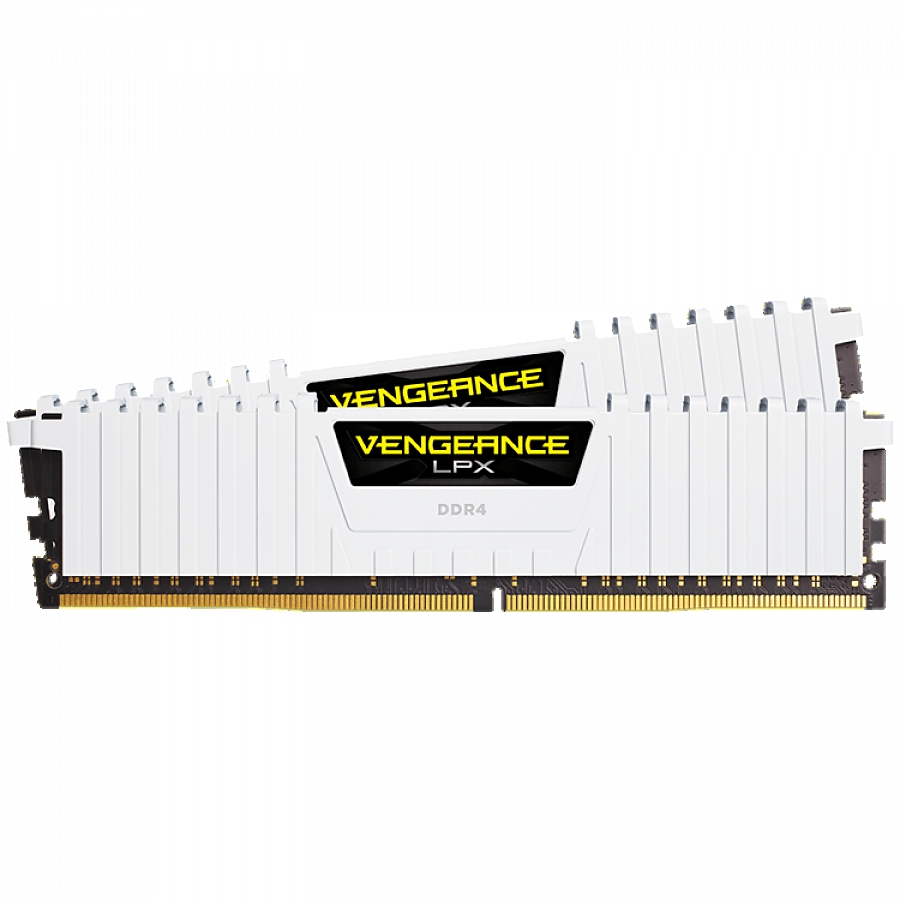 CORSAIR DDR4, 3200MHz 32GB 2x16GB Dimm, Dual Rank, 16-20-20-38, XMP 2.0, Vengeance LPX White Heatspreader, Black PCB, 1.35V