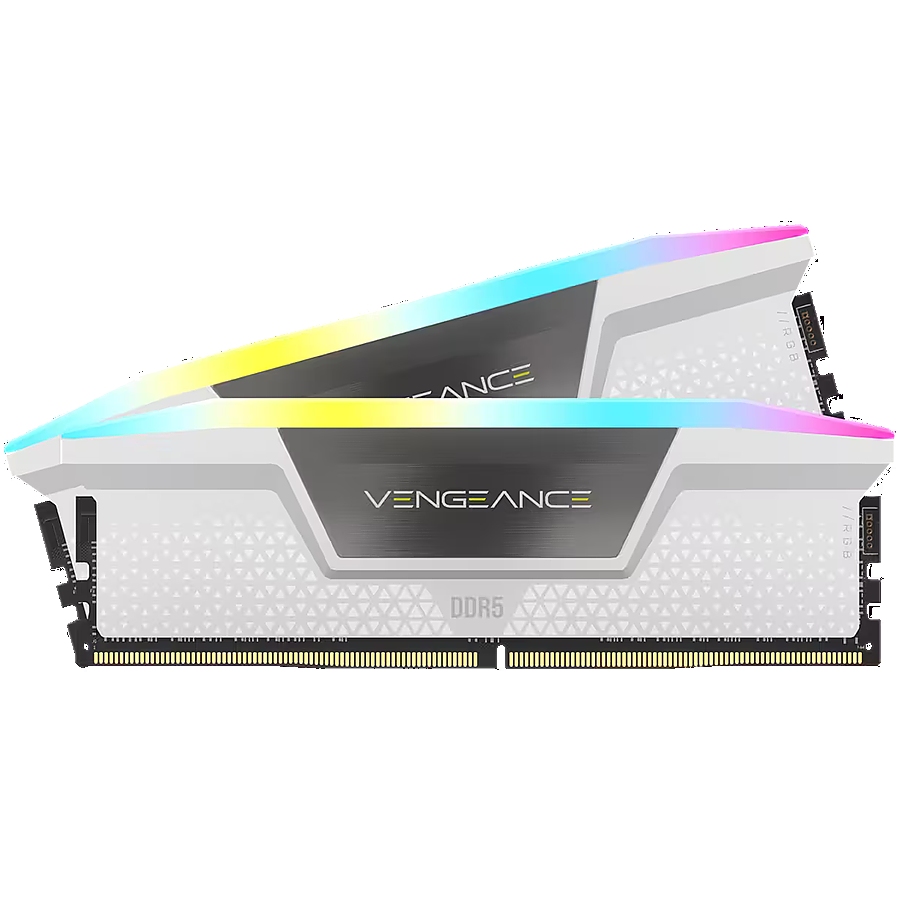 Corsair DDR5, 6000MT/s 32GB 2x16GB DIMM, Unbuffered, 36-36-36-76, Std PMIC, XMP 3.0, VENGEANCE RGB DDR5 White Heatspreader, Black PCB, 1.35V