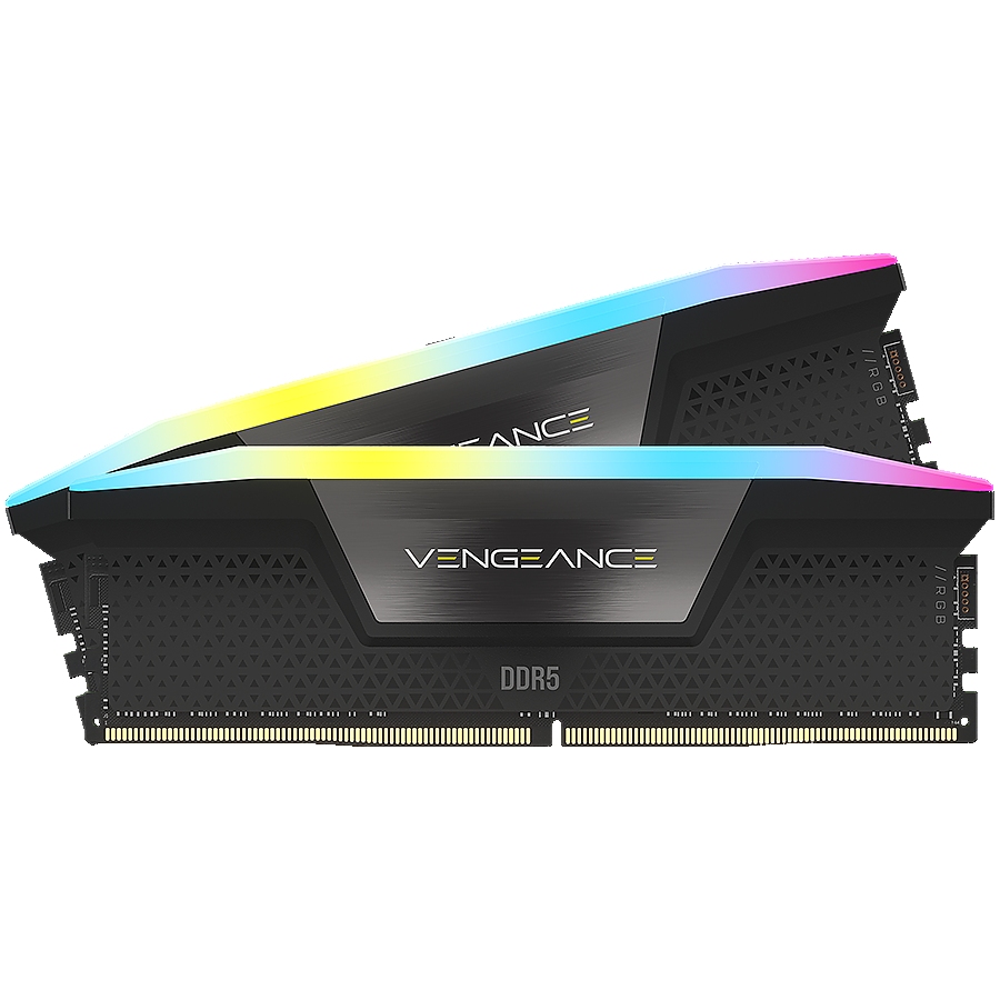 CORSAIR VENGEANCE RGB DDR5 64GB (2x32GB) DDR5 6000 CL30-36-36-76 1.4V Std PMIC Intel XMP Memory- Black