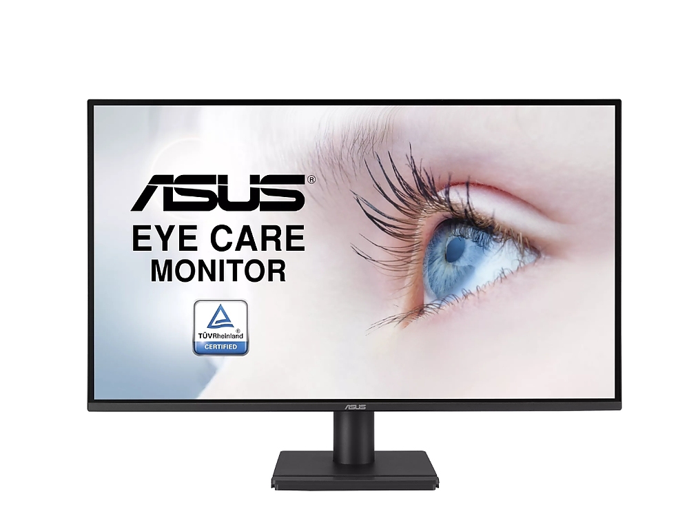 Asus VA27AQ Eye Care Monitor, 27 ", IPS, QHD, 99% sRGB, Frameless, HDMI, DisplayPort, VGA, 1ms MPRT, Stereo Speakers, Low Blue Light, Flicker Free, Wall Mountable, Black
