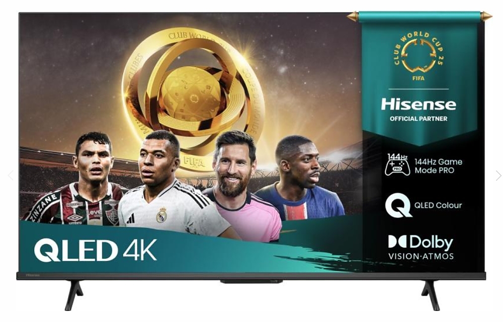 Hisense 43" E7Q Pro, 4K Ultra HD 3840x2160, QLED, Quantum Dot, 144Hz, HDR 10+ adaptive, HLG, Dolby Vision, DTS Virtual X, Smart TV, WiFi 5GHz, WiFi Direct, BT, Anyview Cast, 3xHDMI, 2xUSB, LAN, CI+, DVB-T2/C/S2, Black
