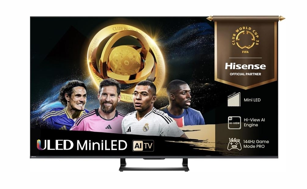 Hisense 55" U7Q, 4K Ultra HD 3840x2160, ULED, FALD, Quantum Dot, 144Hz, IPS, HDR 10+, HLG, Dolby Vision IQ, Dolby Atmos, Smart TV, WiFi 5GHz, WiFi Direct, BT, Anyview Cast, 4xHDMI, 2xUSB, LAN, CI+, DVB-T2/C/S2, Black