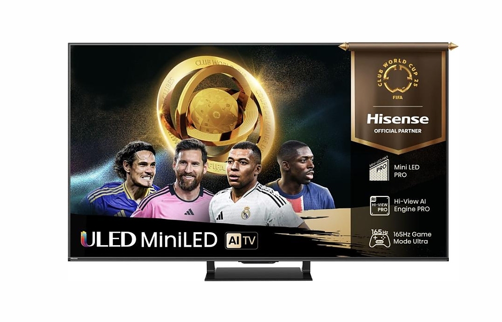 Hisense 55"U7Q Pro, 4K Ultra HD 3840x2160, ULED, FALD, Quantum Dot, 165Hz, IPS, HDR 10+, HLG, Dolby Vision IQ, Dolby Atmos, Smart TV, WiFi 5GHz, WiFi Direct, BT, Anyview Cast,light sensor,Solar Powered Remote, 4xHDMI, 2xUSB, LAN, CI+, DVB-T2/C/S2, Black