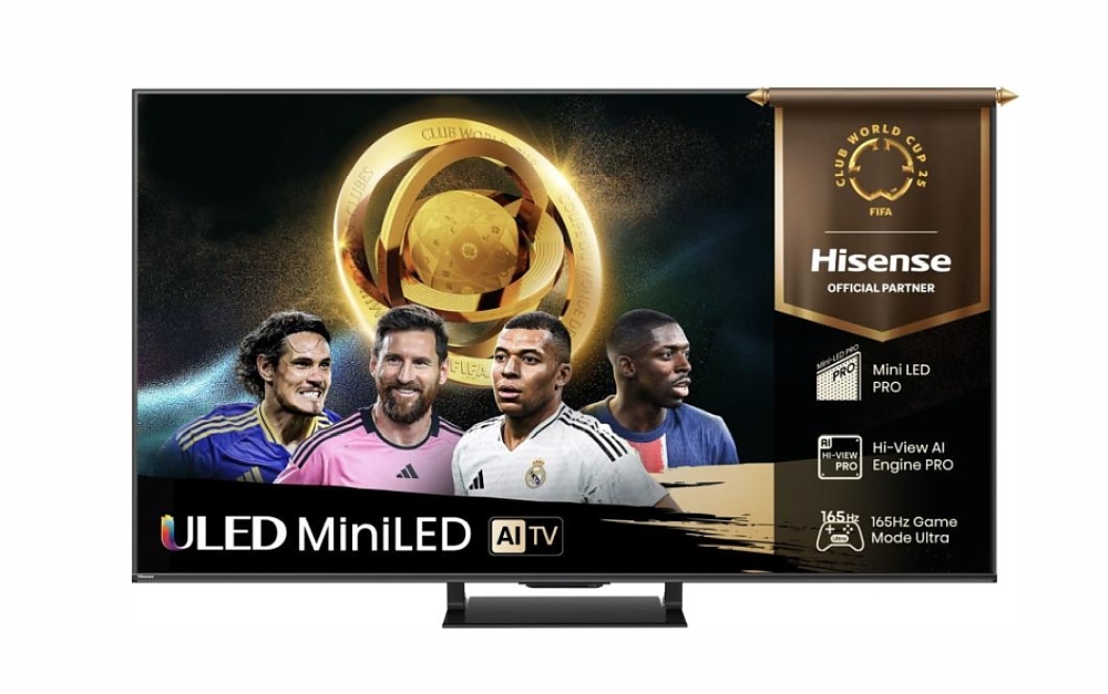 Hisense 75"U7Q Pro, 4K Ultra HD 3840x2160, ULED, FALD, Quantum Dot, 165Hz, IPS, HDR 10+, HLG, Dolby Vision IQ, Dolby Atmos, Smart TV, WiFi 5GHz, WiFi Direct, BT, Anyview Cast,light sensor,Solar Powered Remote, 4xHDMI, 2xUSB, LAN, CI+, DVB-T2/C/S2, Black