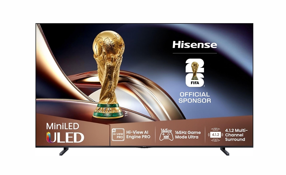 Hisense 100" U8Q, 4K Ultra HD 3840x2160, Mini Led Pro, FALD, Quantum Dot, 165Hz, IPS, HDR 10+, HLG, Dolby Vision IQ, Dolby Atmos, Smart TV,Light Sensor,WiFi 5GHz, WiFi Direct, BT, Anyview Cast, 3xHDMI, 2xUSB, LAN, CI+, DVB-T2/C/S2, Black