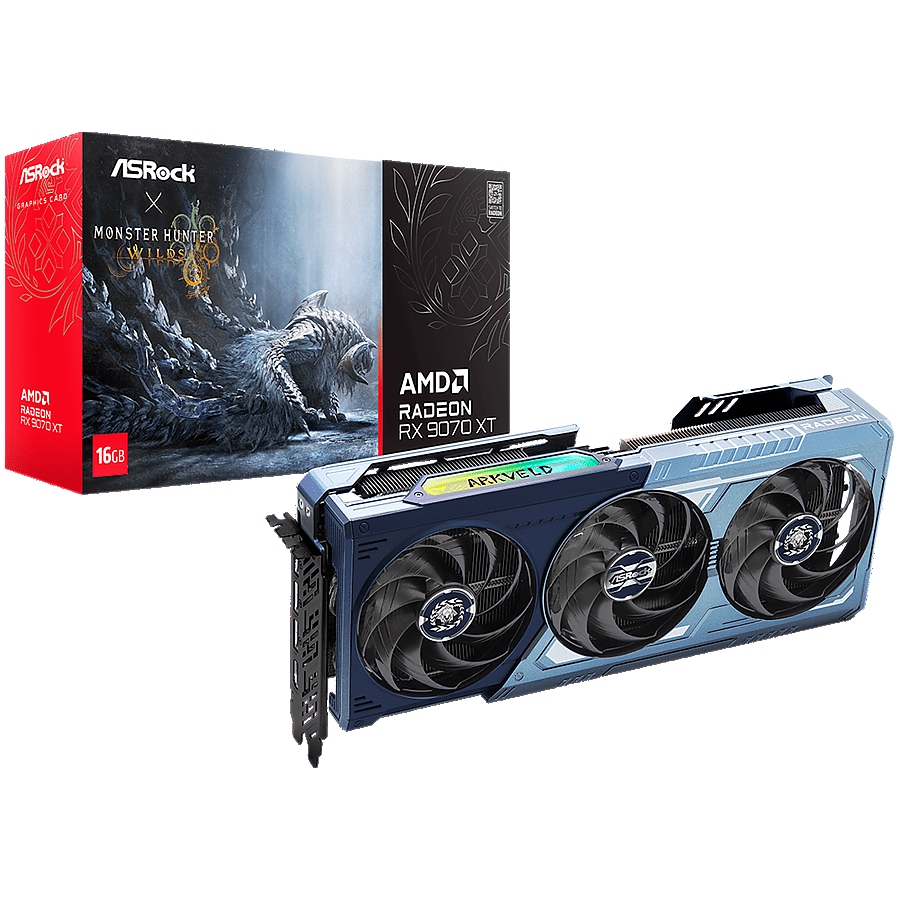 ASROCK Video Card AMD Radeon RX 9070 XT Monster Hunter 16GB GDDR6 256-bit, 1x HDMI 2.1b, 3x DP 2.1a, 2x 8-pin PWR connector, PCIe 5.0 x16, recommended PSU 800W, 298 x 131 x 58 mm, 2.9-slot, 90-GA6FZZ-00UANZ