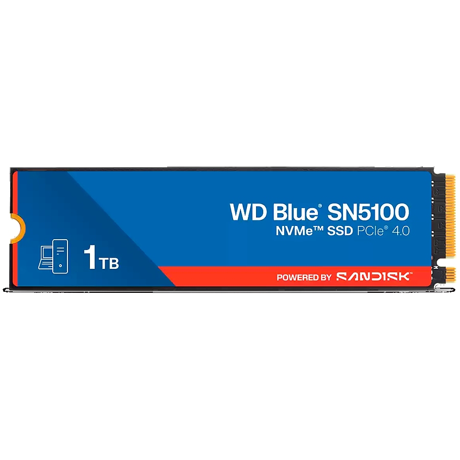 SSD POWERED BY SANDISK WD Blue SN5100 1TB M.2 2280 PCIe Gen4 x4 NVMe QLC 3D, Read/Write: 7100/6700 MBps, IOPS 1000K/1300K, TBW: 600