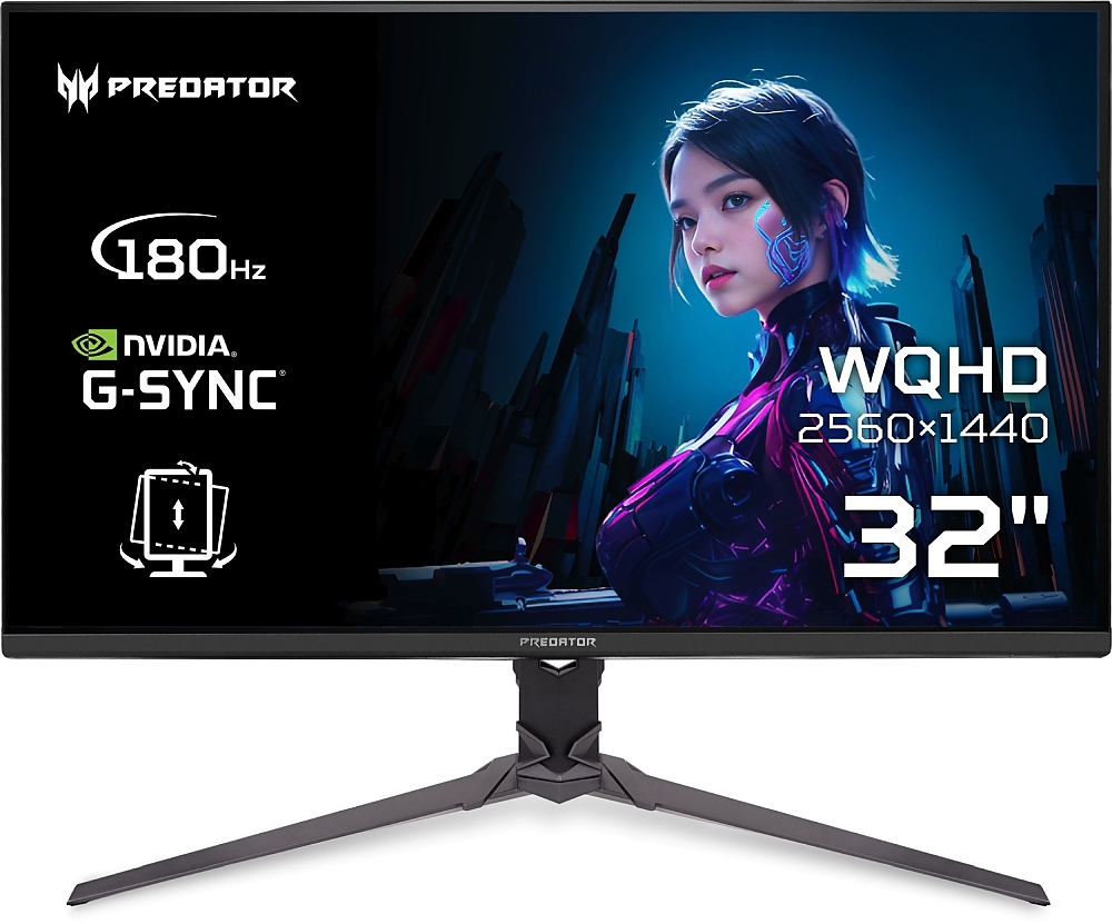 Acer Predator XB323QUPbmiiprx, 31.5'' QHD (2560x1440) IPS, ZeroFrame, 180Hz, 0.5ms (GTG Min.), HDR10, FreeSync, 250nits, 2xHDMI, Speakers, DP, Audio Out, VisionCare, Energy Class E, Black, 2Y