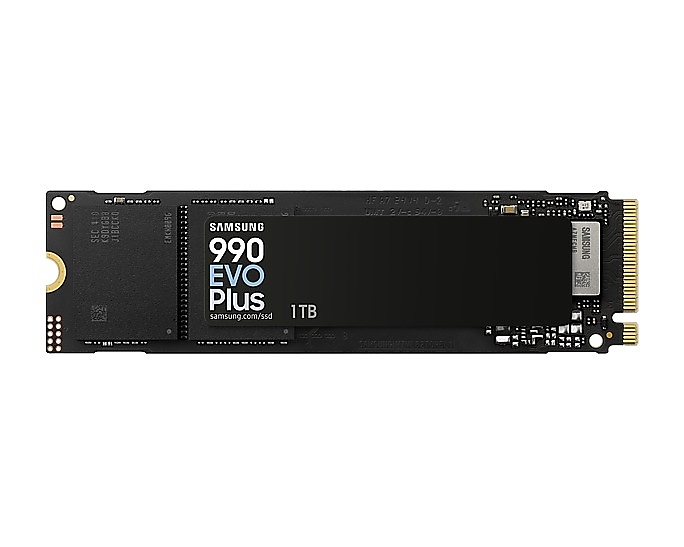 Samsung SSD 990 EVO Plus 1TB PCIe 4.0 NVMe 2.0 M.2 V-NAND 3-bit MLC, 256-bit Encryption, Read 7150 MB/s Write 6300 MB/s