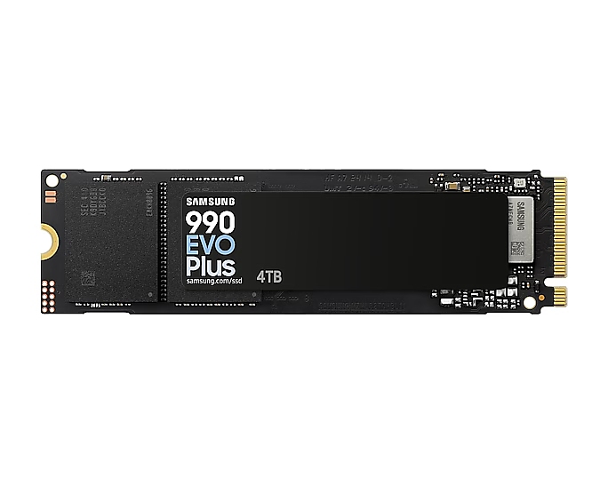 Samsung SSD 990 EVO Plus 4TB PCIe 4.0 NVMe 2.0 M.2 V-NAND 3-bit MLC, 256-bit Encryption, Read 7150 MB/s Write 6300 MB/s