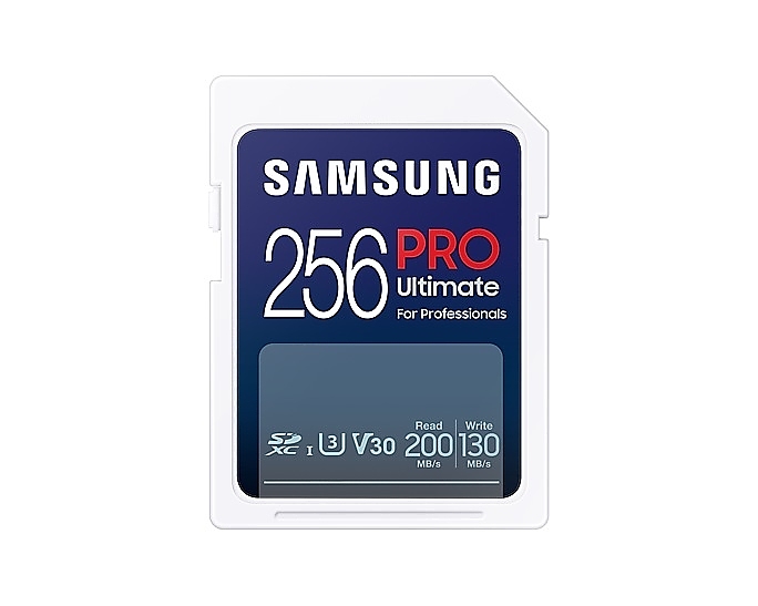 Samsung 256GB SD Card PRO Ultimate with USB Reader, U3, V30 , Read 200MB/s - Write 130MB/s
