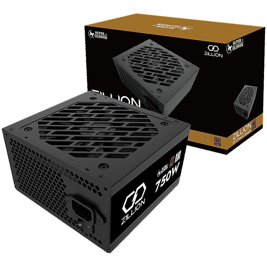 Super Flower Zillion DB Bronze 750W ATX 3.1 80 Plus Bronze, Flat Black Cables, 120mm Fan, 3 Year Warranty